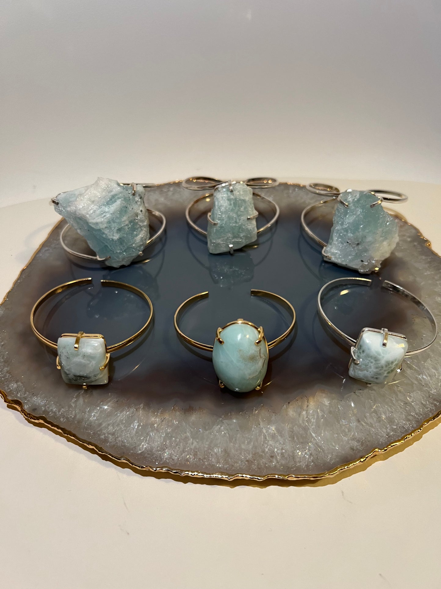 Larimar cabochon simple bracelets